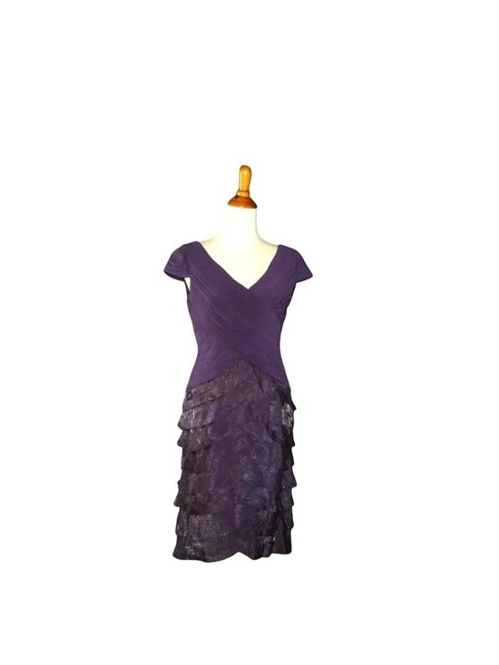 Adrianna Papell Dresses & Skirts - 🆕 ADRIANNA PAPELL Jersey Taffeta Shutter Pleat Cocktail Dress Purple 8
